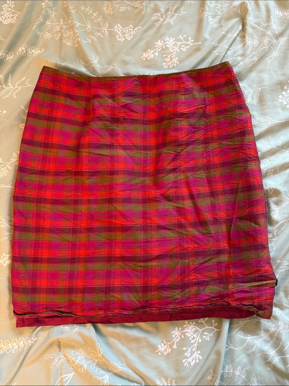 Vintage Spenser Jeremy 100% Silk Multi Colored Plaid Mini Skirt Size 10